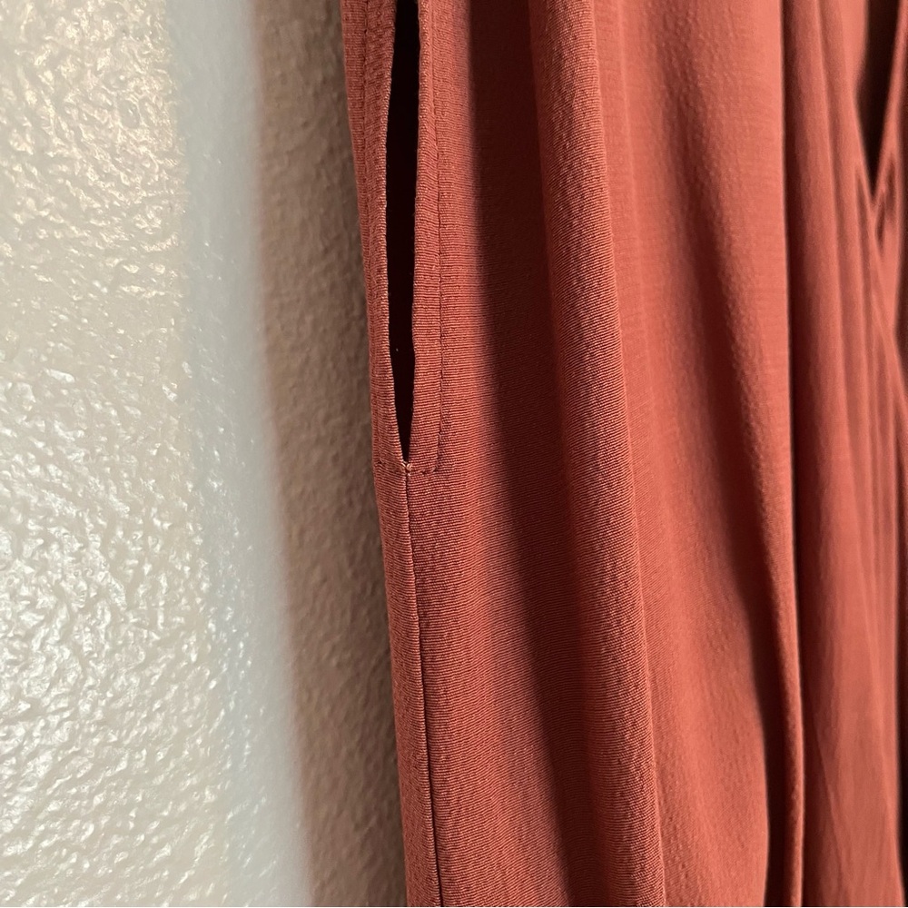 Eileen Fisher -Crepe Ruset Cap Sleeve Drawstring Wide Leg Crop Jumpsuit - Large - Picture 7 of 16